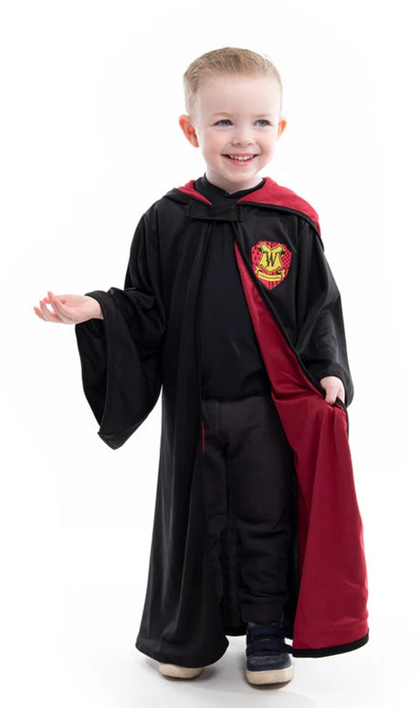 Petites aventures - cape de sorcier rouge avec capuche - taille L XL (5-9 ans)