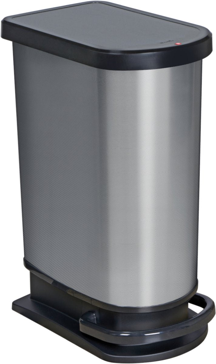 Poubelle à pédale Rotho paso 50l carbone métallisé