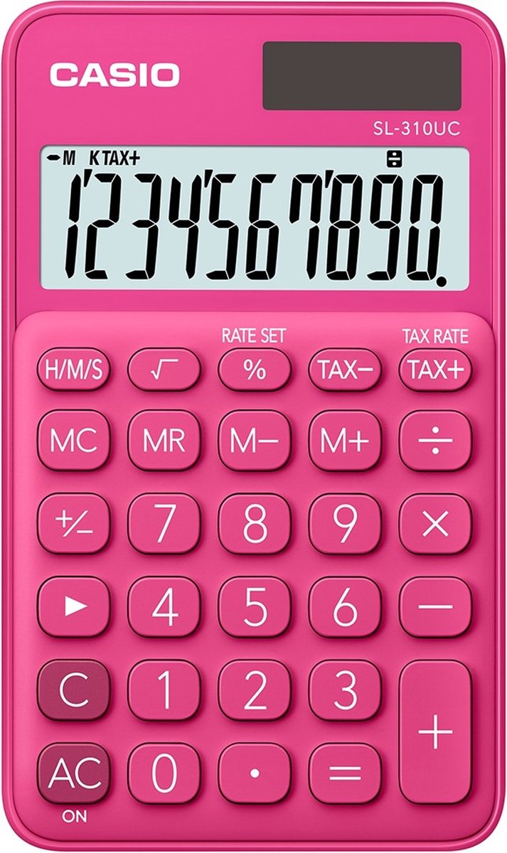 Casio SL-310UC-RD - calculatrice de poche - affichage à 10 chiffres - alimentation solaire et batterie - rouge