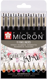 Trousse à crayons Sakura pigma micron 05 avec 9 couleurs