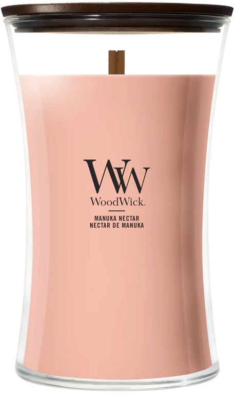 Grande bougie parfumée Woodwick hourglass - nectar de manuka - 130 heures de combustion