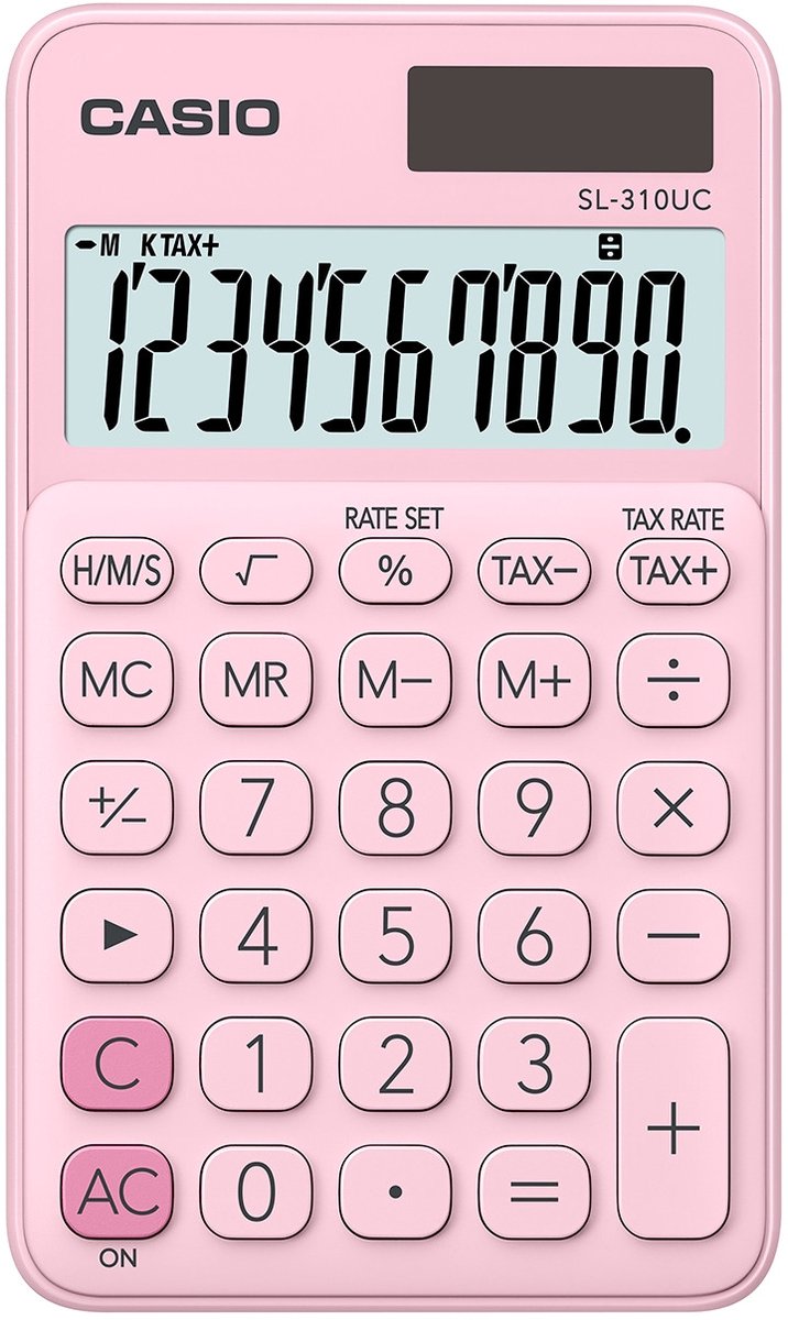 Casio SL-310UC - calculatrice de poche - affichage à 10 chiffres - alimentation solaire et batterie - rose