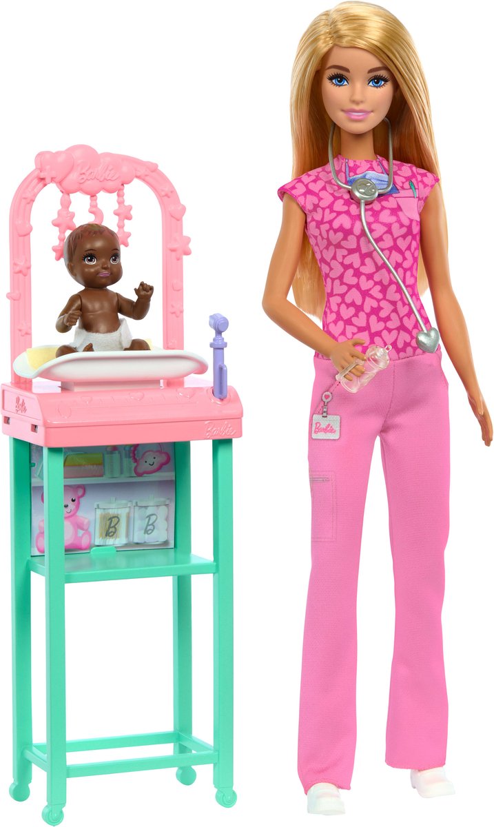 Coffret de jeu Barbie Career Baby Doctor avec poupée
