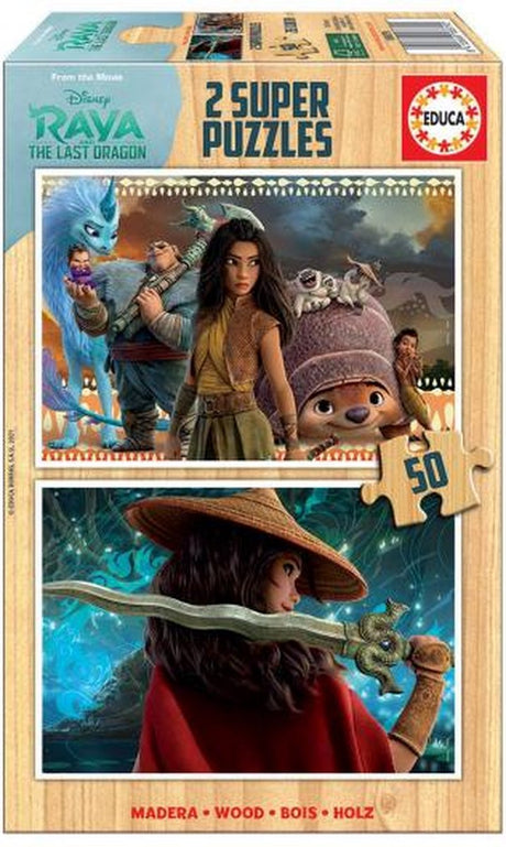 Puzzle Educa Raya et le dragon - 2 x 50 pièces en bois