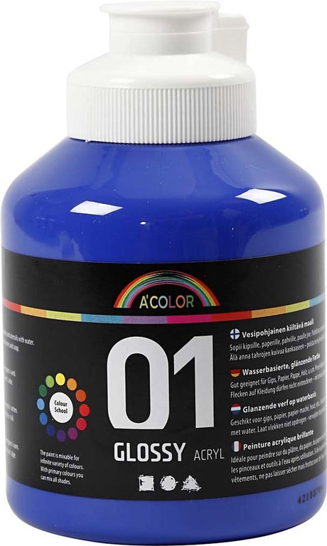 Creativ company peinture acrylique brillante, bleue, 500 ml 1 bouteille