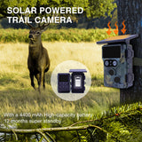 Caméra de faune solaire WiFi 4k à double caméra engoulevent à équipement furtif