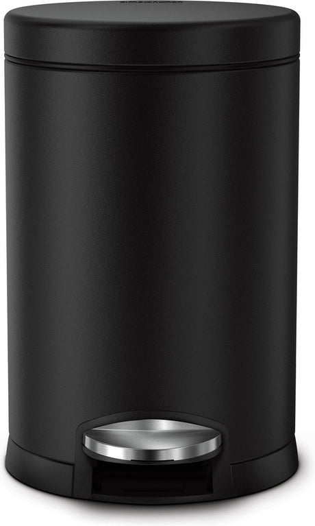 Poubelle Simplehuman ronde 4,5 l - noir - acier inoxydable
