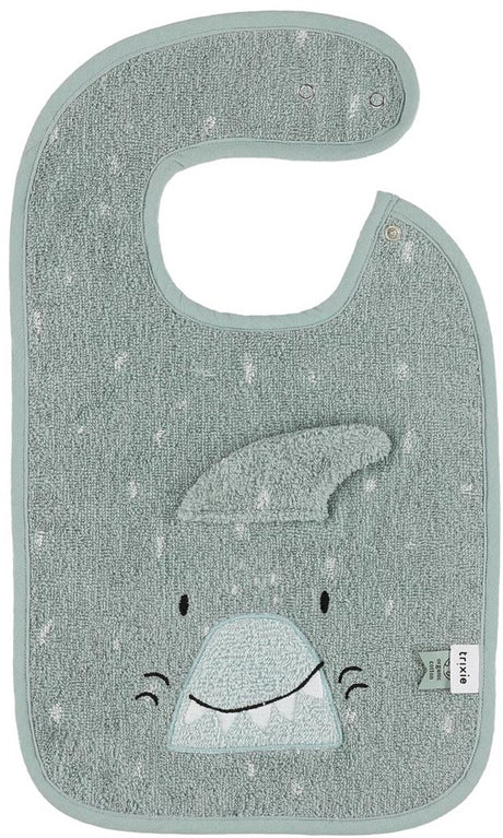 Bavoir Trixie - mr. requin - tissu éponge doux - 100% coton biologique - avec boutons-pression - gris