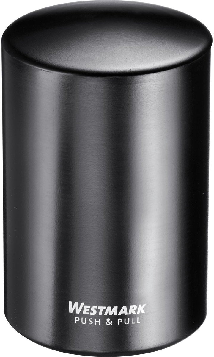 Tire-bouchon automatique Westmark, pour bouchons couronne, aluminium, push pull, noir, 5,3 x 5,3 x 8 cm