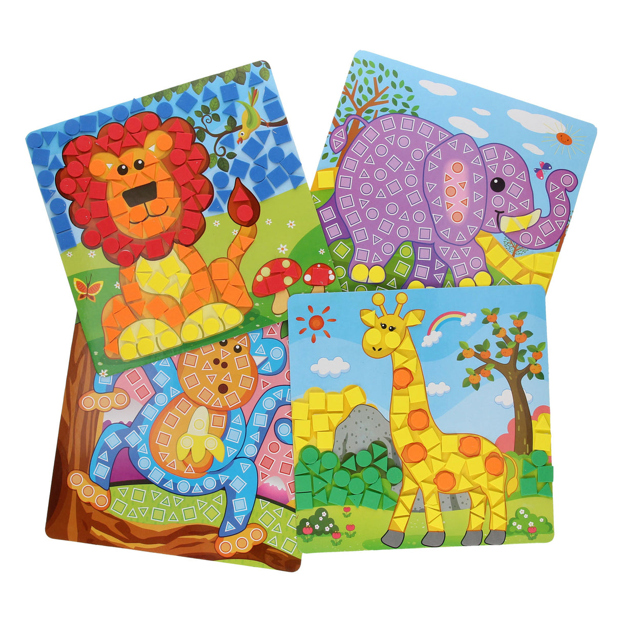 Mosaïque artisanale d'animaux de zoo