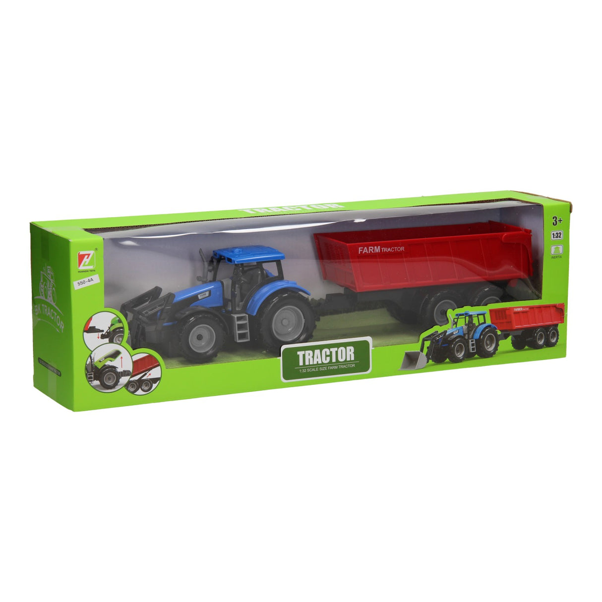 Tractor con cargador frontal y trailer 1:32