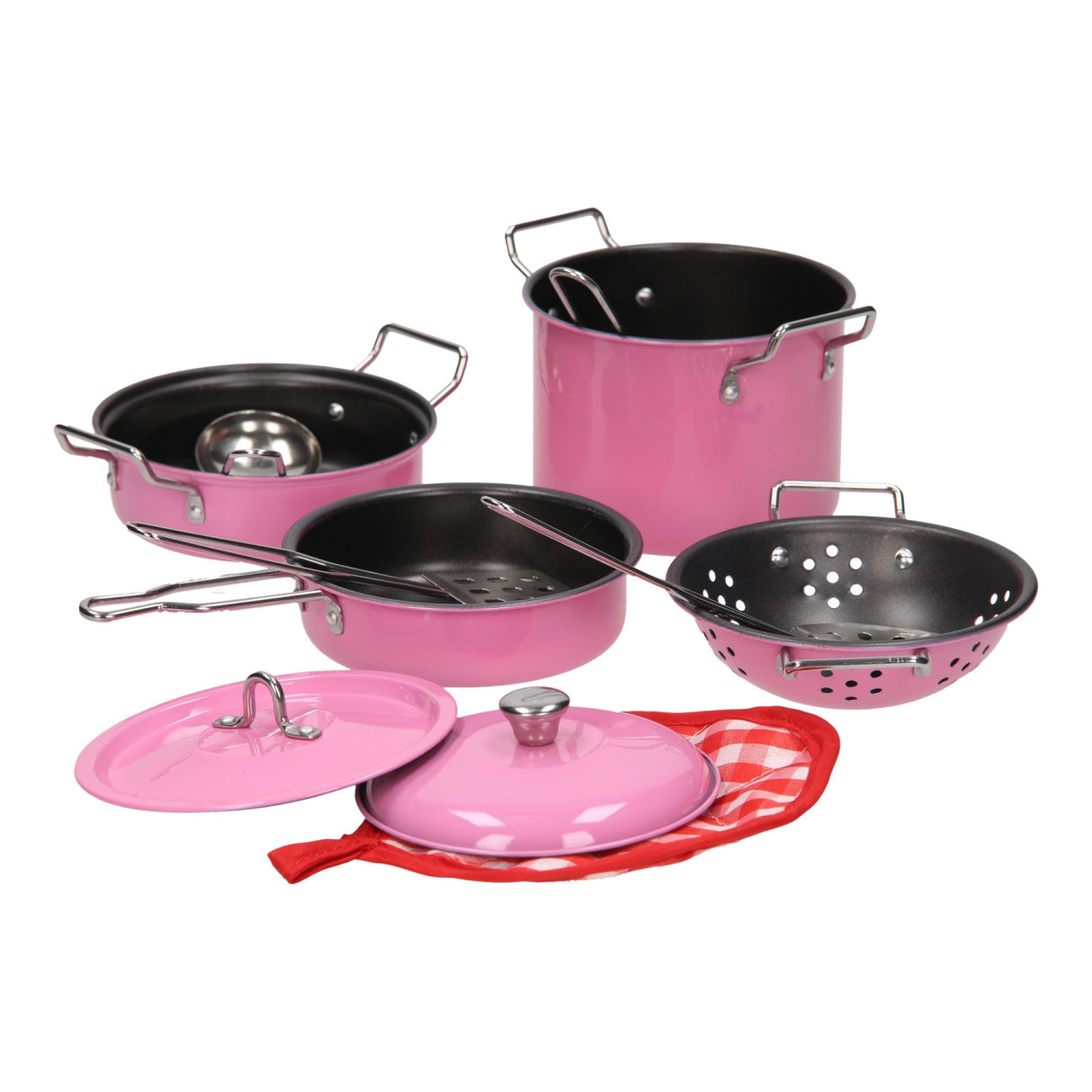 Ensemble de poêles roses, 11 pièces.