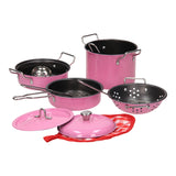 Ensemble de poêles roses, 11 pièces.