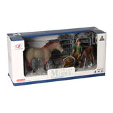 Playset chevaux avec gardien - gris marron