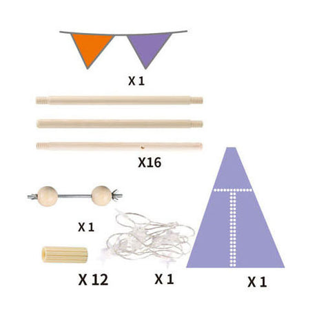 Tente tipi de luxe bleue avec lumières, 128 cm