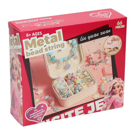 Jouets Lobbes, par exemple jouets de boîte à bijoux Lobbes - ensemble artisanal de perles et de breloques 66 pièces.