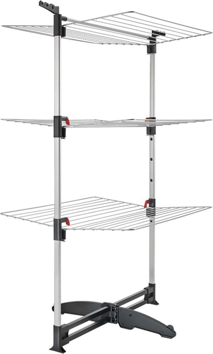 Tomado - tour de séchage ciclone vario - longueur de séchage 38 mètres - pliable - aluminium et métal - avec crochets pour cintres - garantie 5 ans - gris argent