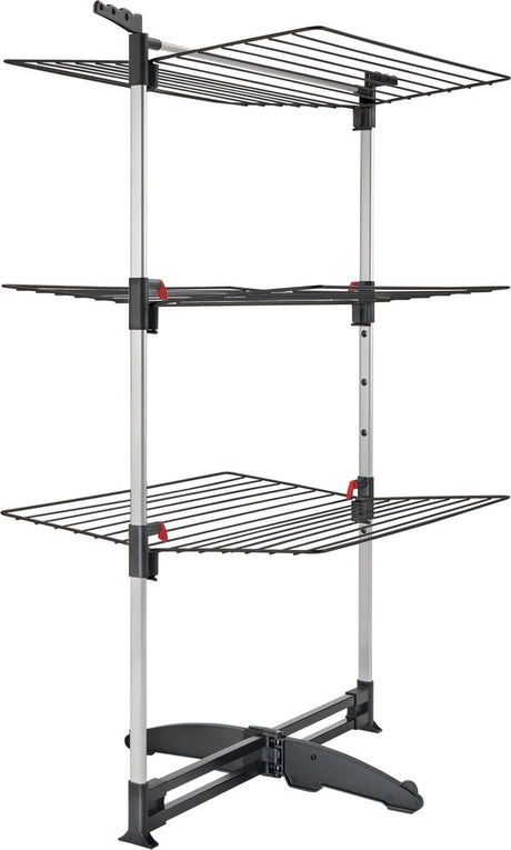 Tomado - tour de séchage ciclone vario - longueur de séchage 38 mètres - pliable - aluminium et métal - avec crochets pour cintres - garantie 5 ans - noir