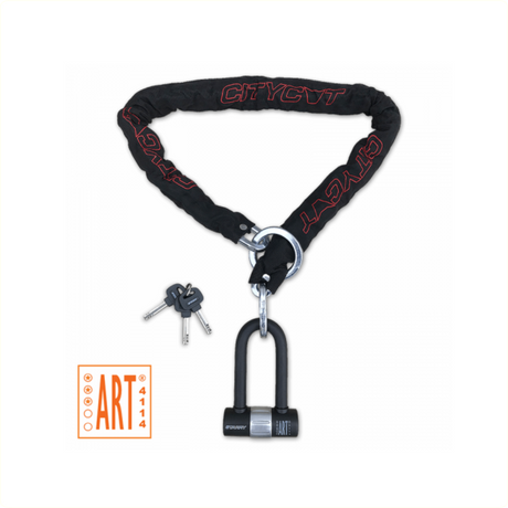 Citycat chaîne étoilée antivol art*** 120 x 10mm. avec barillet et mini antivol en U