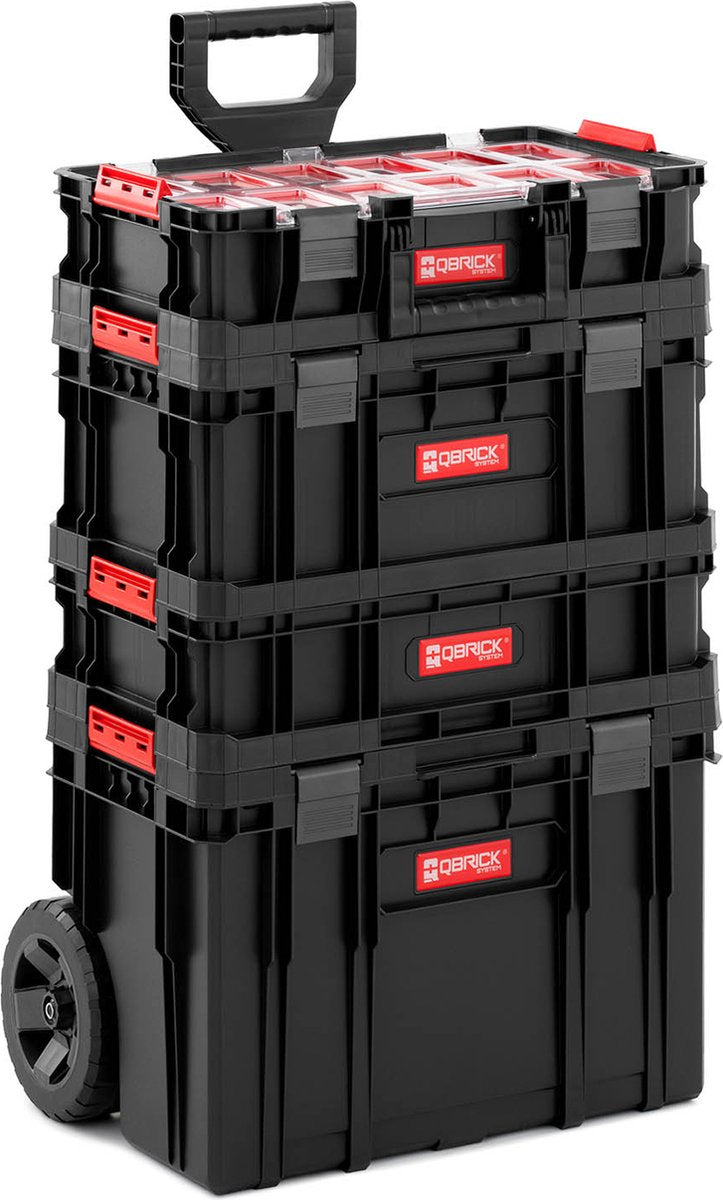 Ensemble de chariot à outils 6 en 1 du système Qbrick comprenant un étui, une boîte et un organisateur