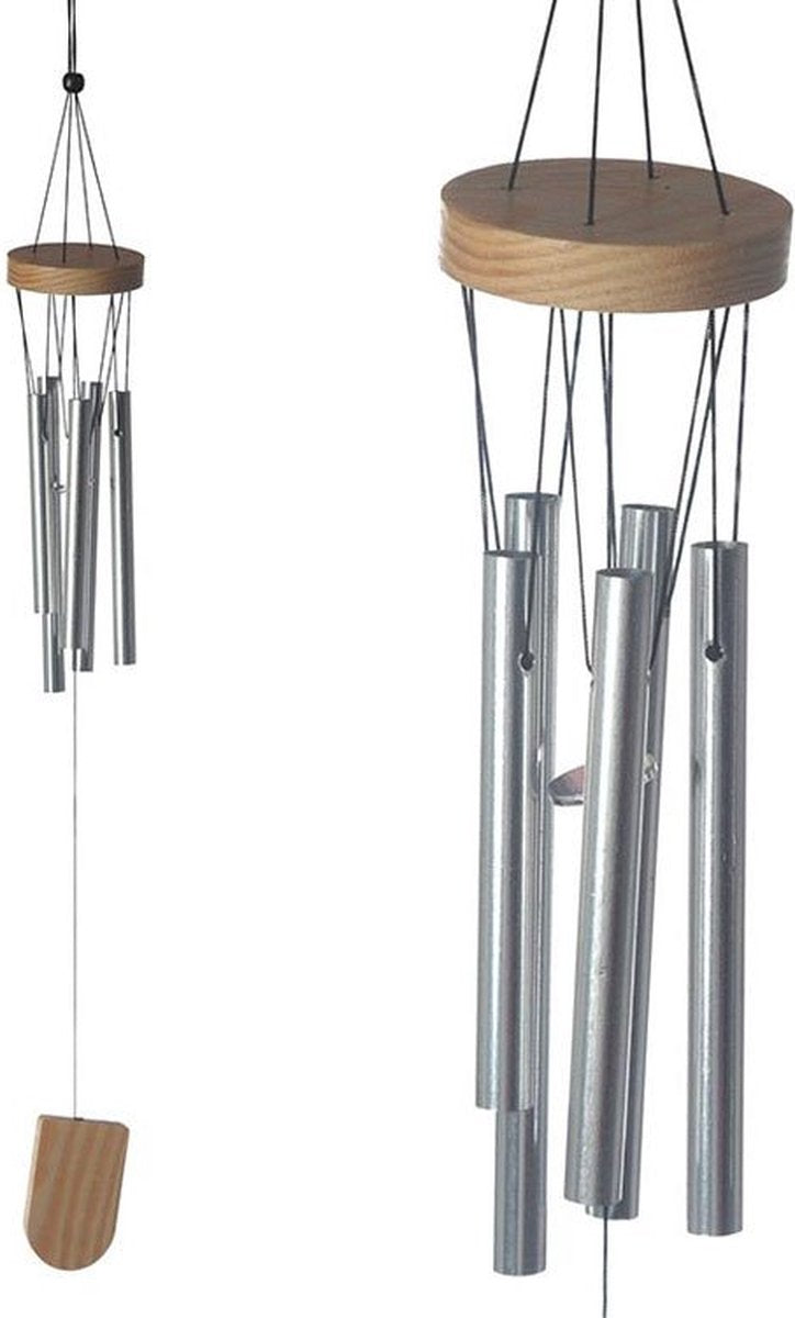 Carillon à vent en bois Puckator avec tubes métalliques, 37 cm