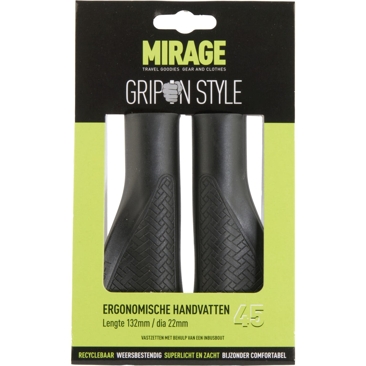 Mirage Fiets Handvatten - Ergonomisch, Zwart, 132mm