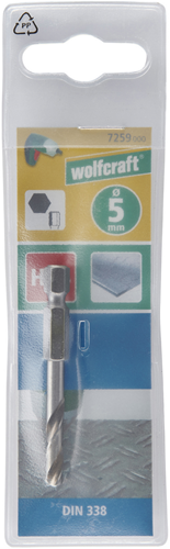 Foret hélicoïdal Wolfcraft | sol hss | 6 faces | ø5,0x59mm | 1 pièce - 7259000