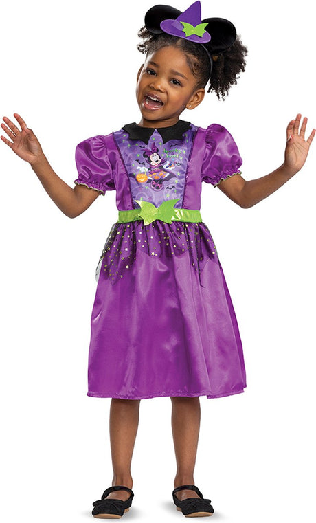 Déguisement Disney Halloween, robe de sorcière effrayante Minnie Classic Bambin, taille s (5 - 6 ans)