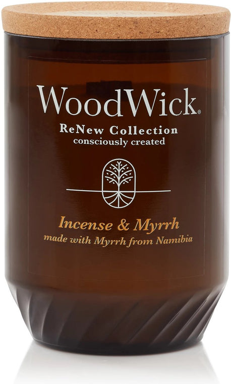 Woodwick renouveler bougie parfumée moyenne - encens myrrhe - 55 heures de combustion
