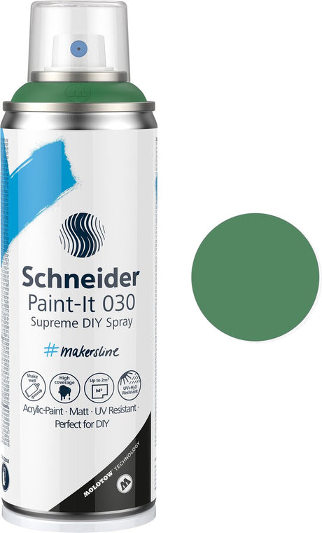 Schneider papeterie Schneider bombe aérosol peinture - paint-it 030 - peinture en aérosol bricolage - peinture acrylique - 200 ml - vert mousse - s-ml03050045