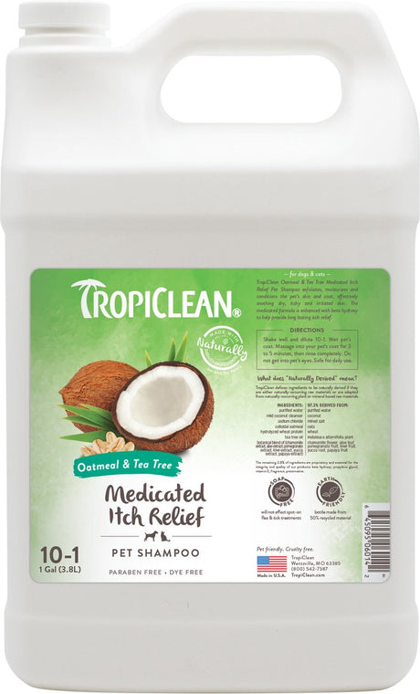 Tropiclean avoine et tea tree - shampoing anti-démangeaisons pour chien - 3,8 l