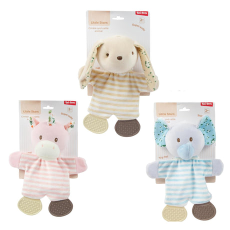 Toi-toys petites étoiles tissu froissé bébé + anneau de dentition -doux- 3ass