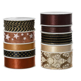 Decoris ruban polyester 10 assortis noir or