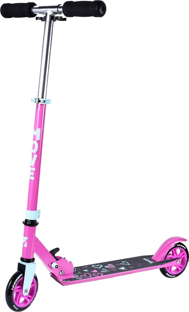 Trottinette Move - scooter 125 love - rose - 125mm - pliable - réglable en hauteur - à partir de 3 ans