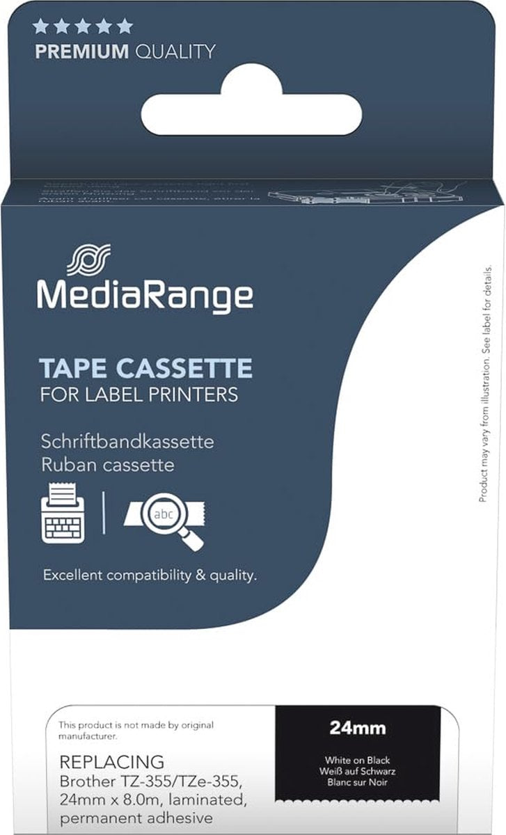 Gamme de médias schriftbandka. frère tz-355 tze-355 24mm 8m ws