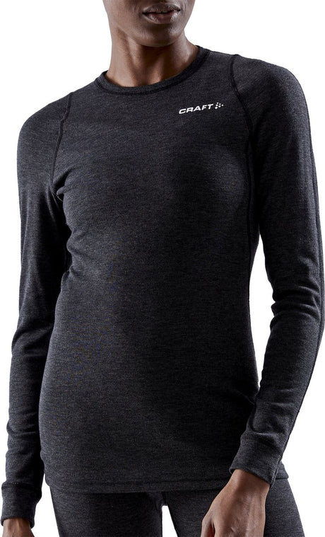Craft - core laine mérinos ls tee - chemise thermique - femme - noir - xl