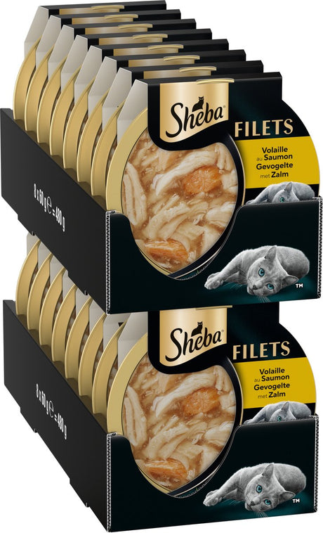 Nourriture pour chat Sheba - filets - volaille et saumon en sauce - 16x60g