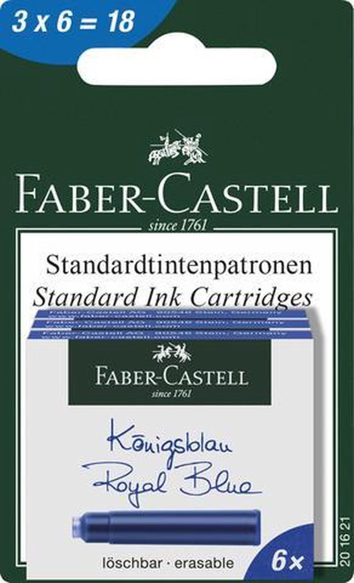 Faber-castell faber castell cartouche d'encre faber castell 3x 6 cartouches bleu royal