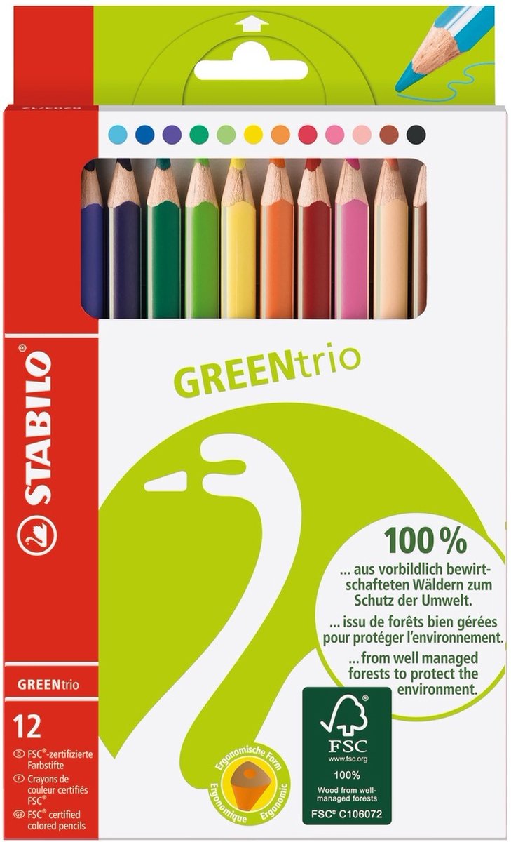Crayons de couleur Stabilo - 12 pièces - fsc