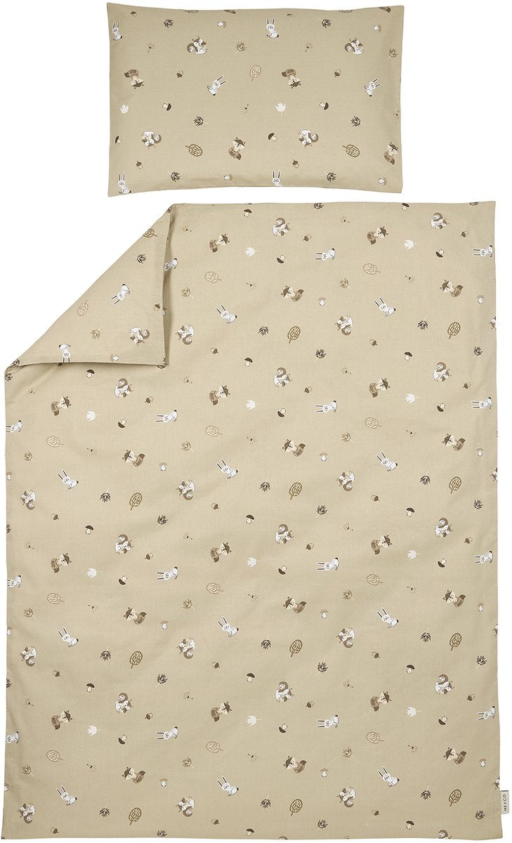 Meyco bébé animaux de la forêt housse de couette enfant - sable - 120x150cm