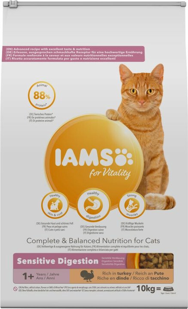 Iams chat adulte digestion sensible dinde 10 kg