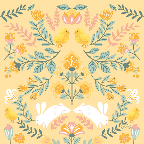 Serviettes Duni ornement Pâques tissu 3 couches 33x33cm