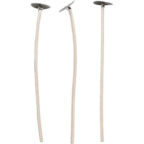 Mèches pour bougies en bougeoir, adaptées aux bougeoirs d'un diamètre de 20-65 mm, L : 10 cm, épaisseur 2 mm, 50 pièces 1 boîte