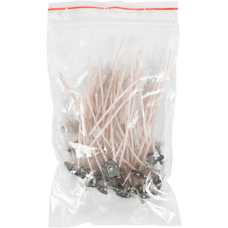 Mèches pour bougies en bougeoir, adaptées aux bougeoirs d'un diamètre de 20-65 mm, L : 10 cm, épaisseur 2 mm, 50 pièces 1 boîte