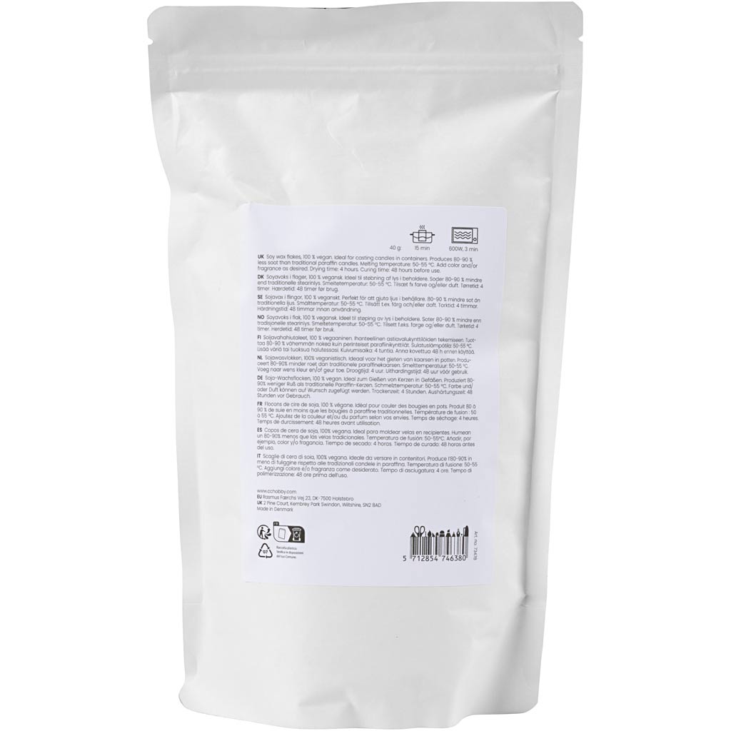 Cire de soja Creativ company, pour bougies en pots, crème, 500 gr 1 boîte