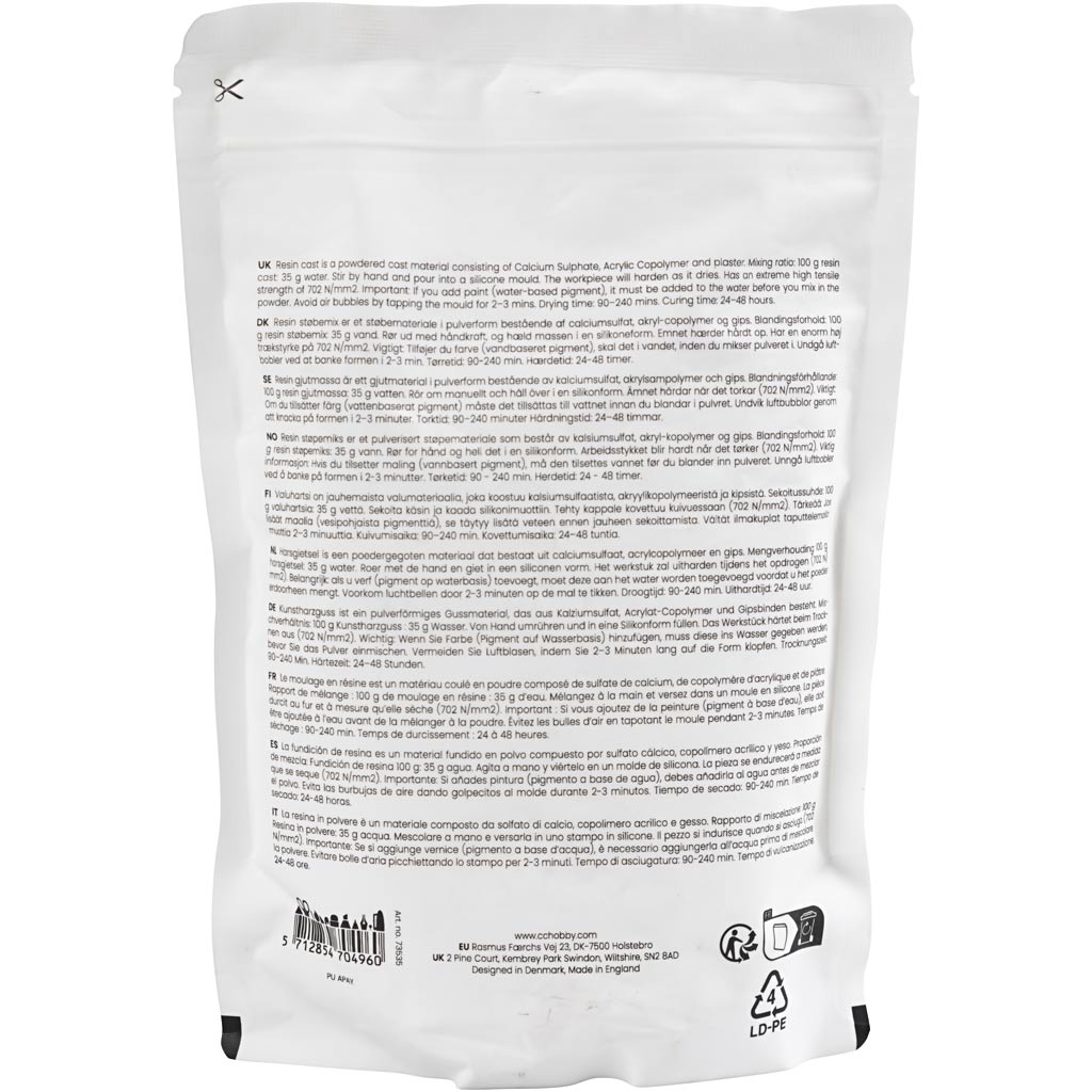 Creativ company moulage en résine, blanc, 800 gr 1 boîte