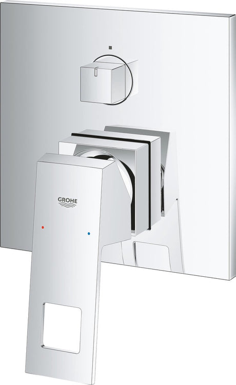 Mitigeur de douche encastré Grohe Eurocube - partie apparente - dérivation 3 voies - avec option bain - chrome
