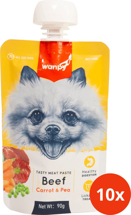 Wanpy - pâte de viande savoureuse chien bœuf carotte pois - pack économique 10 pièces - snack pour chien