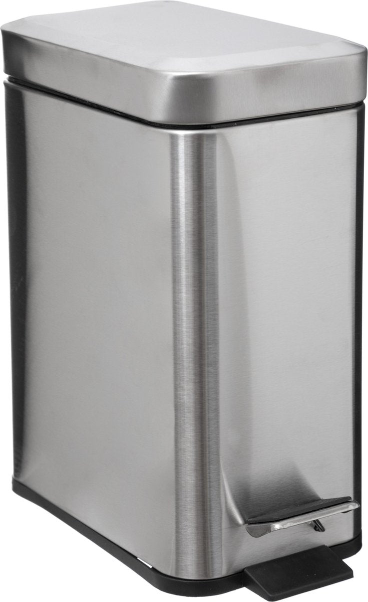 5five poubelle poubelle à pédale - argent - métal inox - 5 litres - 14 x 29 x 30 cm - salle de bain WC