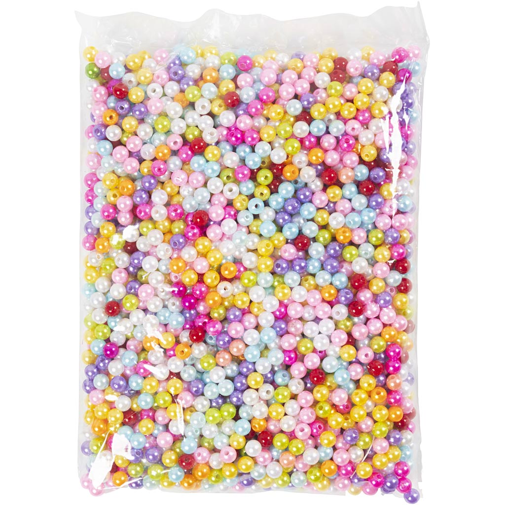 Perles de cire Creativ Company, d 8 mm, diamètre du trou 1 mm, env. 2000 pièces, couleurs nacre, 500 gr 1 sachet